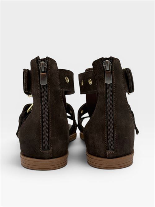 Sandali gladiatore marroni con fibbie da donna IL LACCIO | 1809SUEDE BROWN